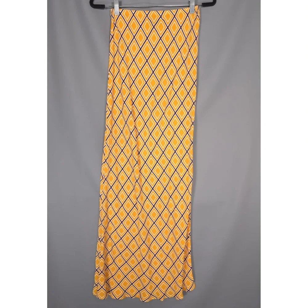 FAITHFULL THE BRAND Yellow Geometric Maxi Skirt 100% Rayon Women Size 4‎ SMALL